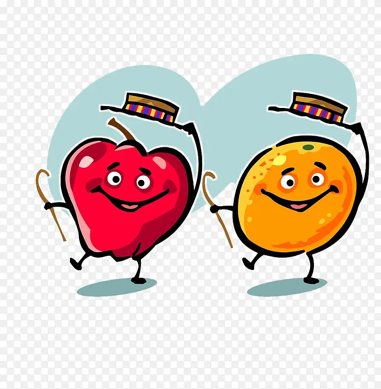 卡通小可爱水果苹果橘子