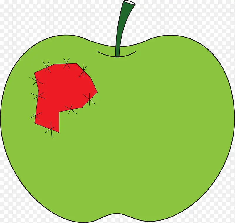 矢量手绘受伤的苹果