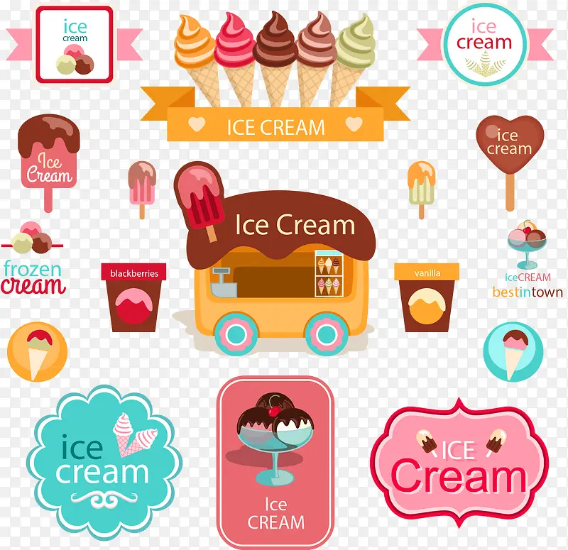 冰淇淋标签矢量设计