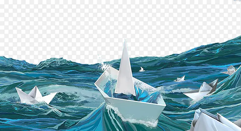 手绘折纸帆船