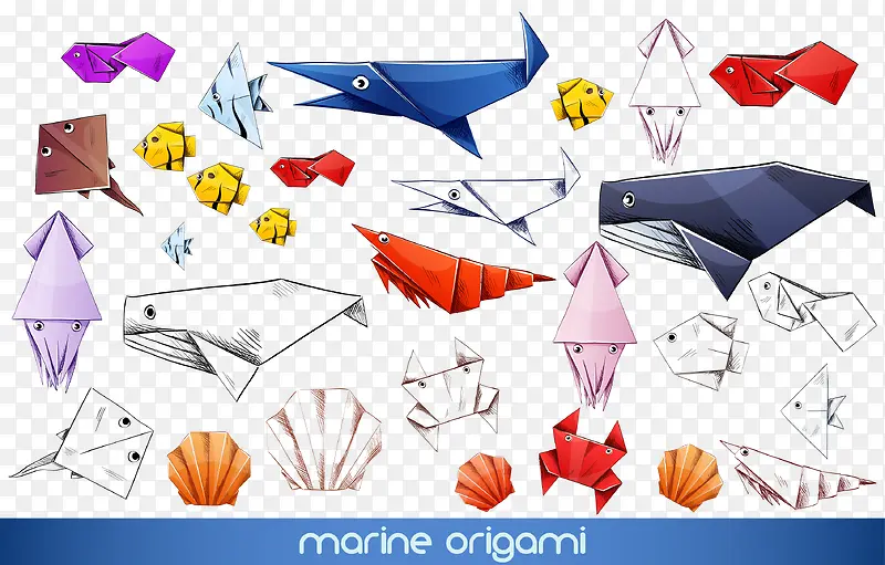 海洋卡通可爱动物折纸02——矢