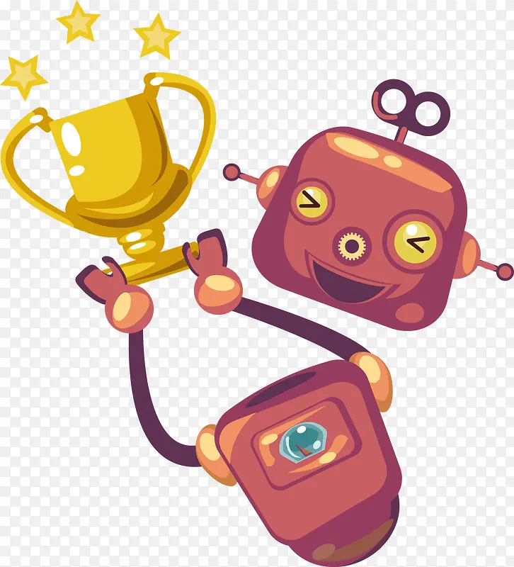 矢量创意机器人与奖杯