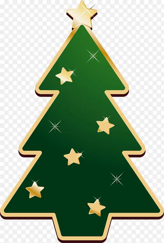 绿色星星金边圣诞树