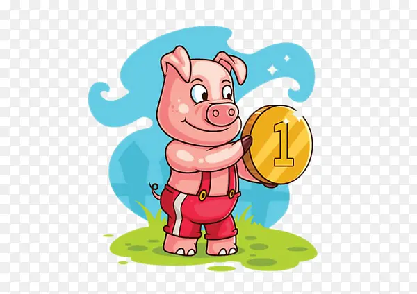 卡通金币小猪
