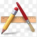铅笔笔刷和直尺