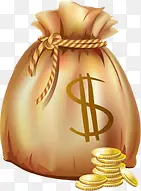 卡通金币钱袋金色