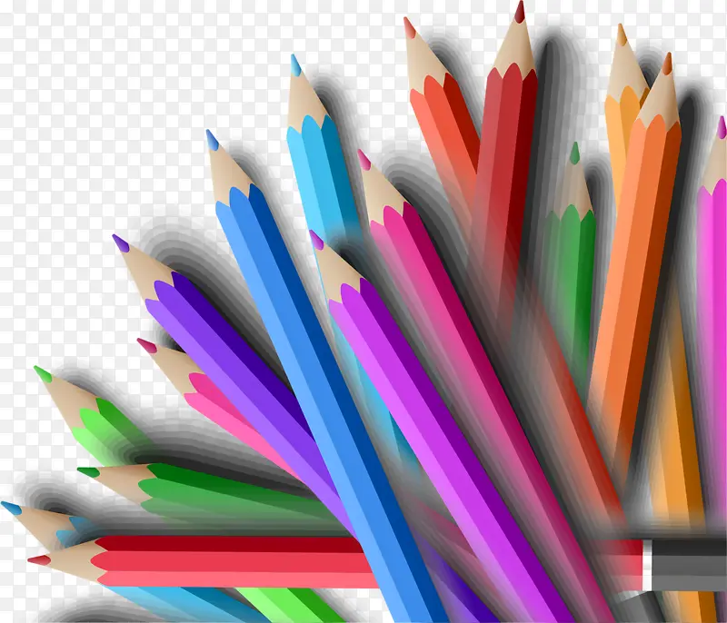 卡通手绘彩色学习用品铅笔