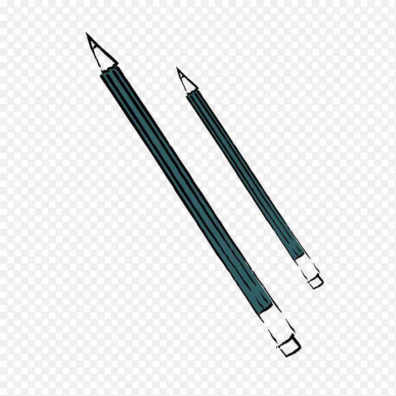 手绘线条绿色铅笔