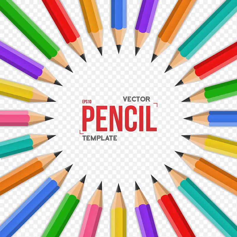 排成圆形的彩色铅笔
