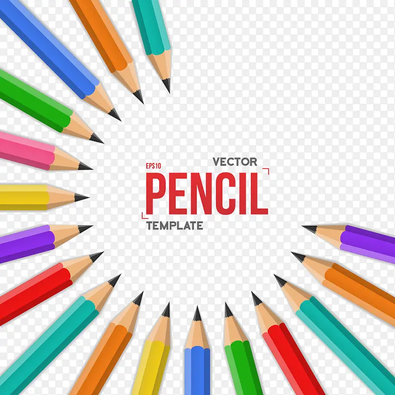 排成弧形的铅笔