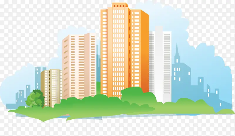 矢量城市高楼居民区