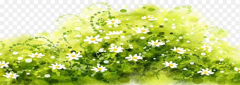 春天白色小花草丛装饰