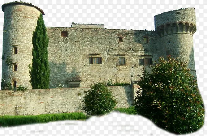 欧式城堡和绿树