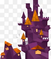 紫色卡通城堡海报