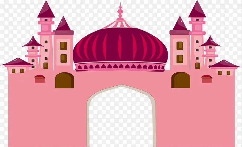 唯美粉色卡通城堡