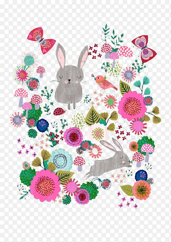 花丛里的野兔