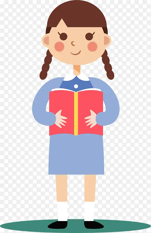 书本翻开学习女孩卡通