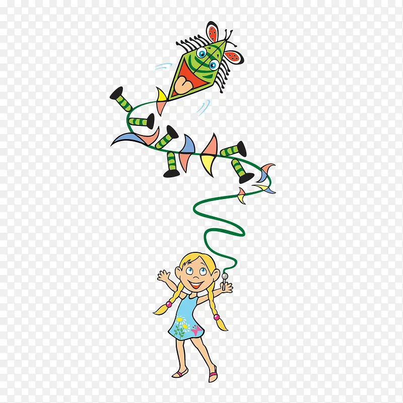 创意放风筝的儿童插画设计