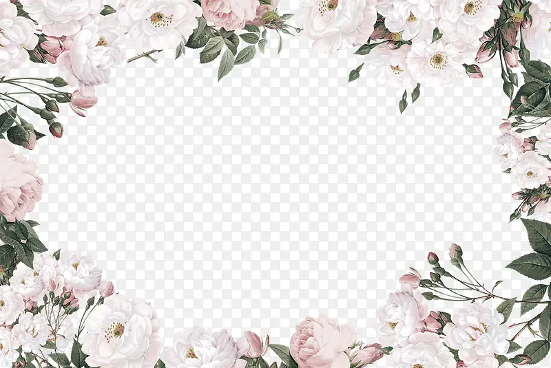 白色清新花丛边框纹理
