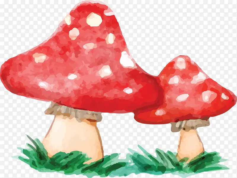 手绘风秋天红色蘑菇