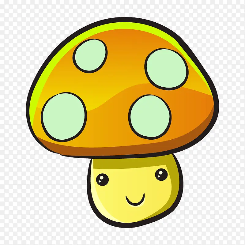 矢量卡通黄色质感蘑菇