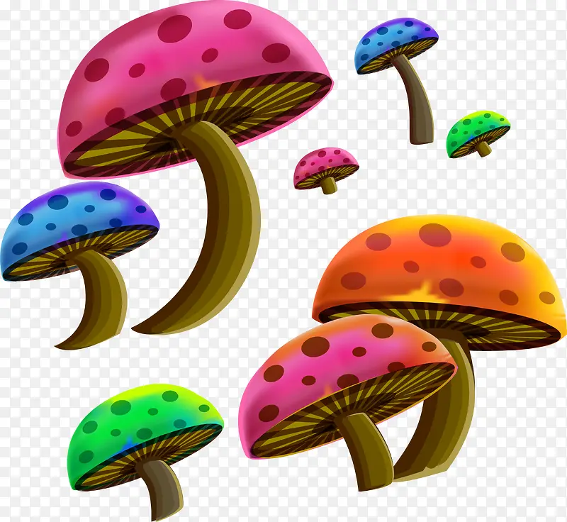 卡通彩色蘑菇矢量图