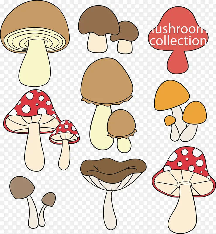 矢量手绘卡通蘑菇菌类