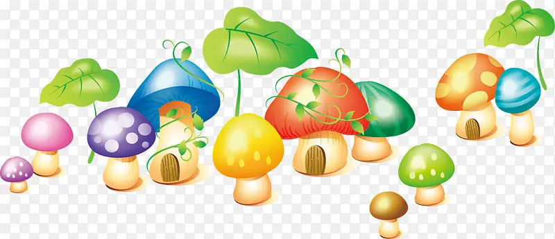 卡通手绘彩色蘑菇
