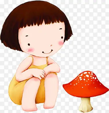 卡通女孩蘑菇日系