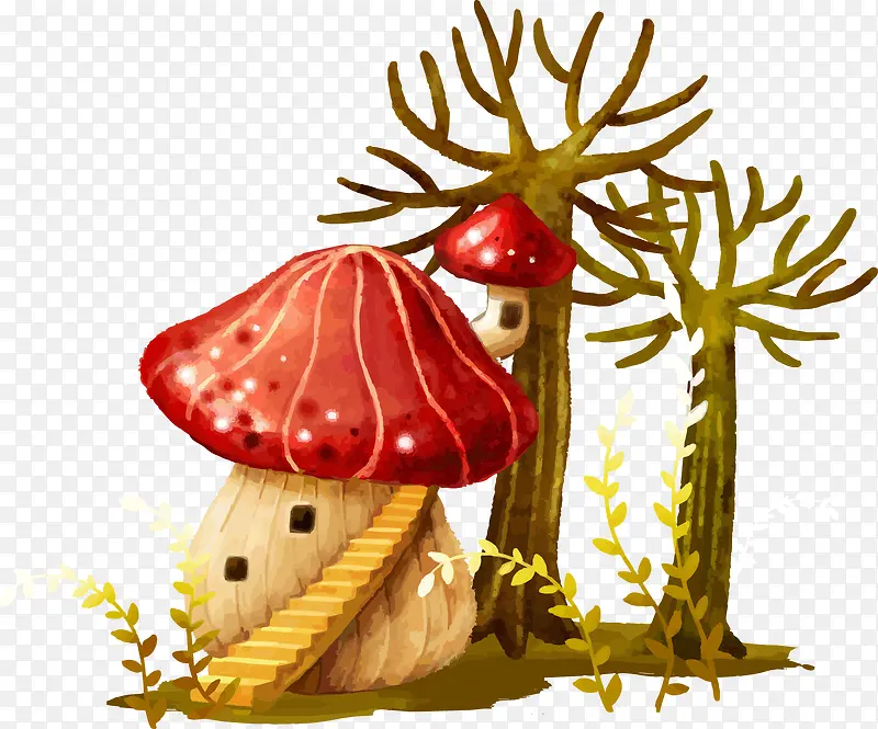 蘑菇小房子矢量素材可爱