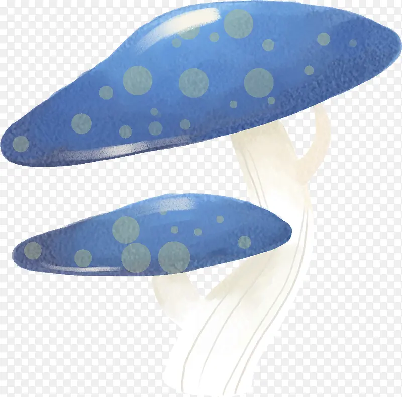 蓝色手绘插画艺术蘑菇