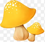 春天手绘漫画黄色蘑菇