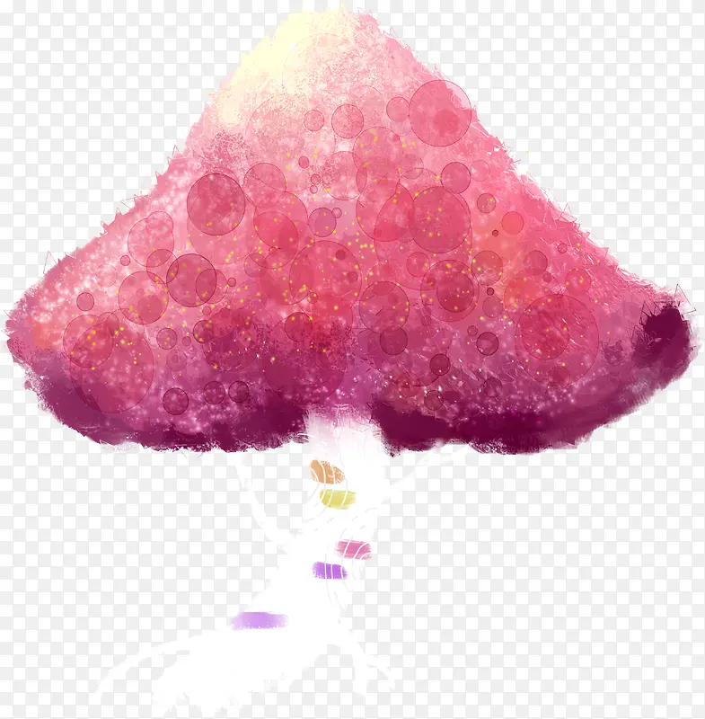 手绘水彩粉色蘑菇