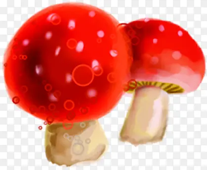 红色水彩蘑菇设计