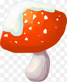 手绘红色蘑菇韩国卡通插画