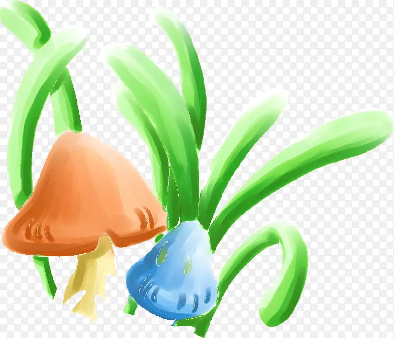 手绘卡通小草蘑菇