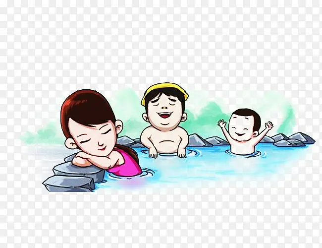 家人泡日本温泉图片素材