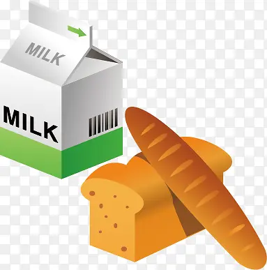 矢量面包牛奶