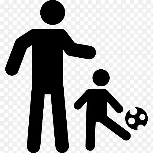 父亲与儿子一起玩足球图标