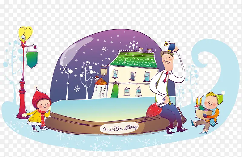 手绘温馨的家庭