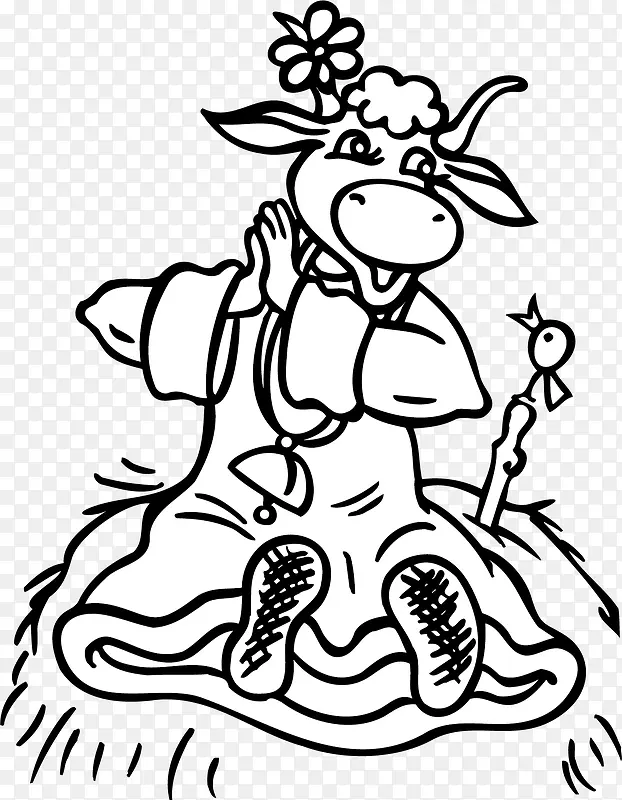 卡通 手绘 动物 牛