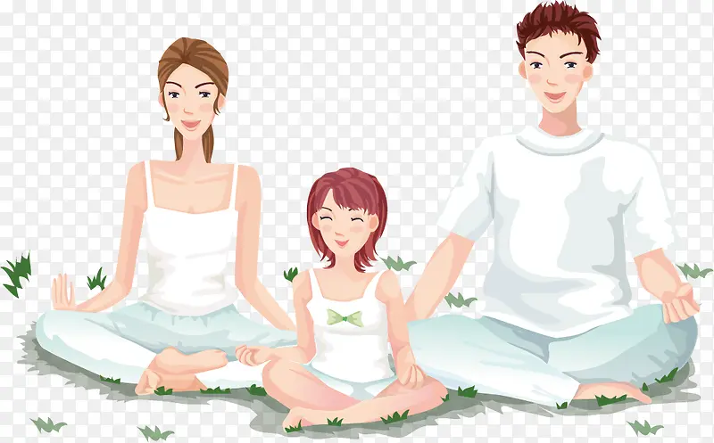 一起练瑜伽的家庭