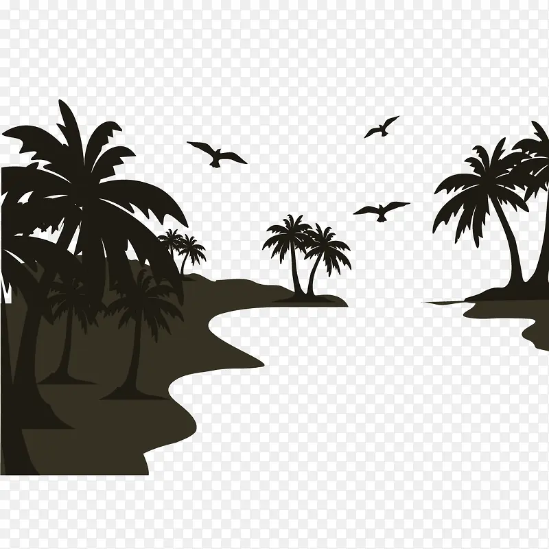 椰子树和鸟