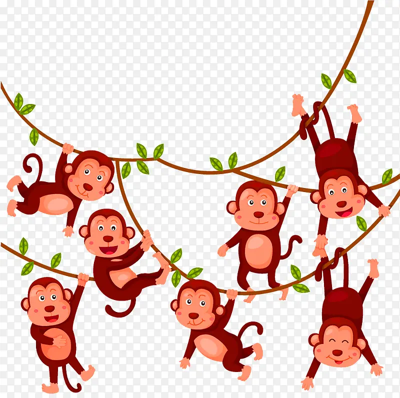 褐色卡通猴子装饰图案