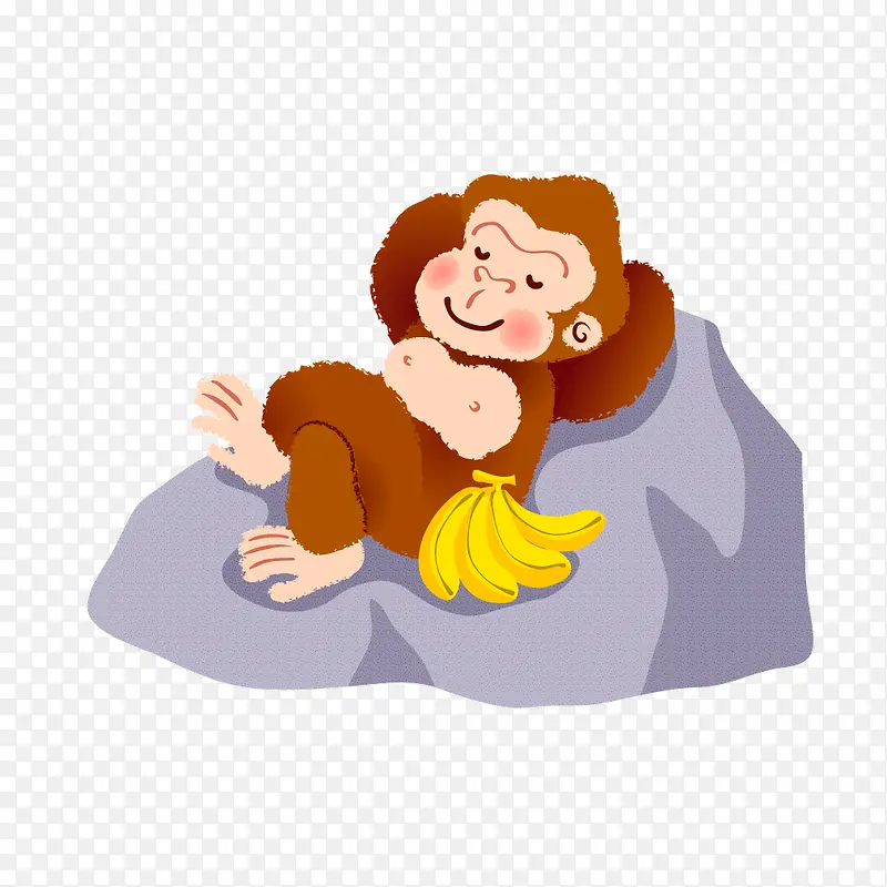 卡通猴子香蕉睡觉