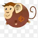 棕色卡通圆形猴子