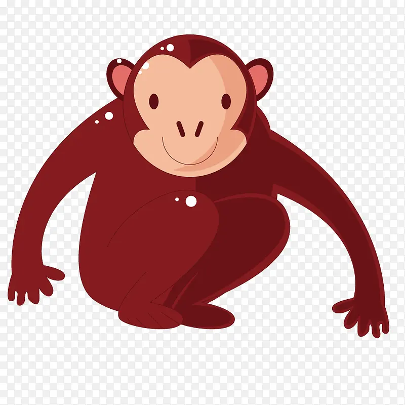 红色质感卡通动物猴子
