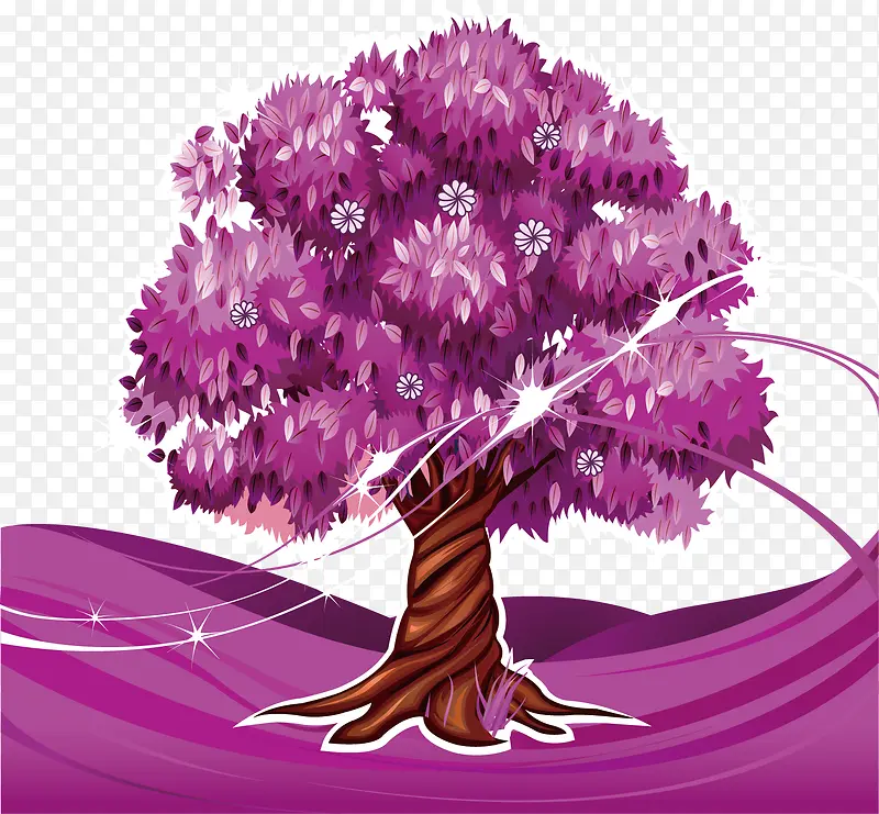 卡通浪漫紫色树