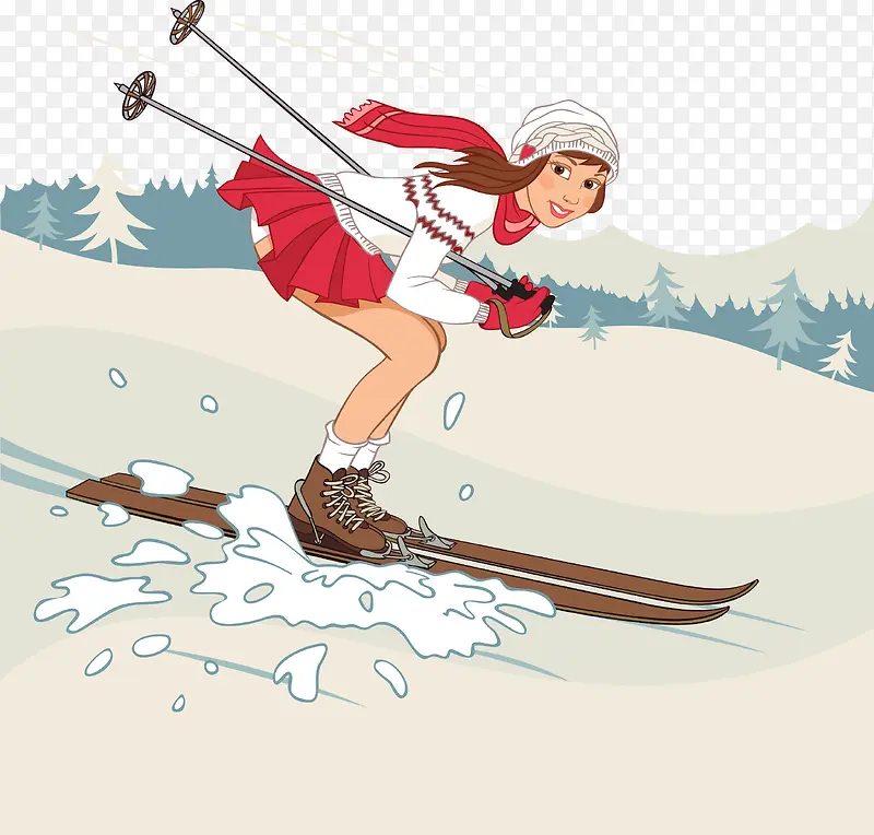 滑雪的少女