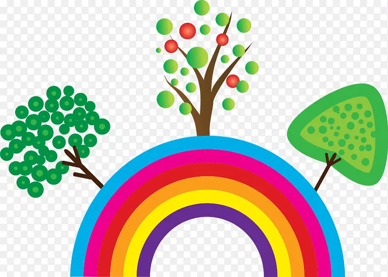 卡通创意彩虹小树
